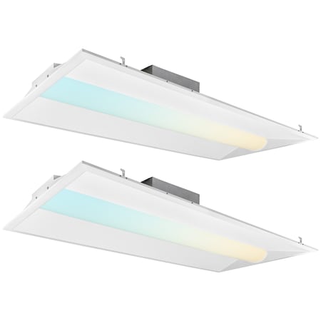 Luxrite 2x4 FT Rectangle LED Troffer Light 3CCT 3500K-5000K 30/40/50W 3750/5000/6250LM 0-10V Dimmable 2-Pack LR25137-2PK